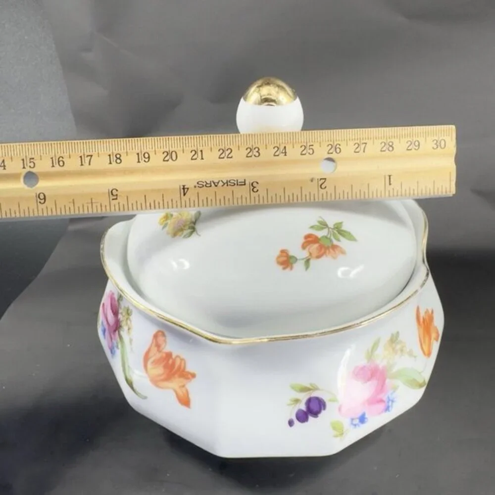 JL Menau Graf Von Henneberg Fine Porcelain Canister Jar Large‎ Sugar Bowl W Lid